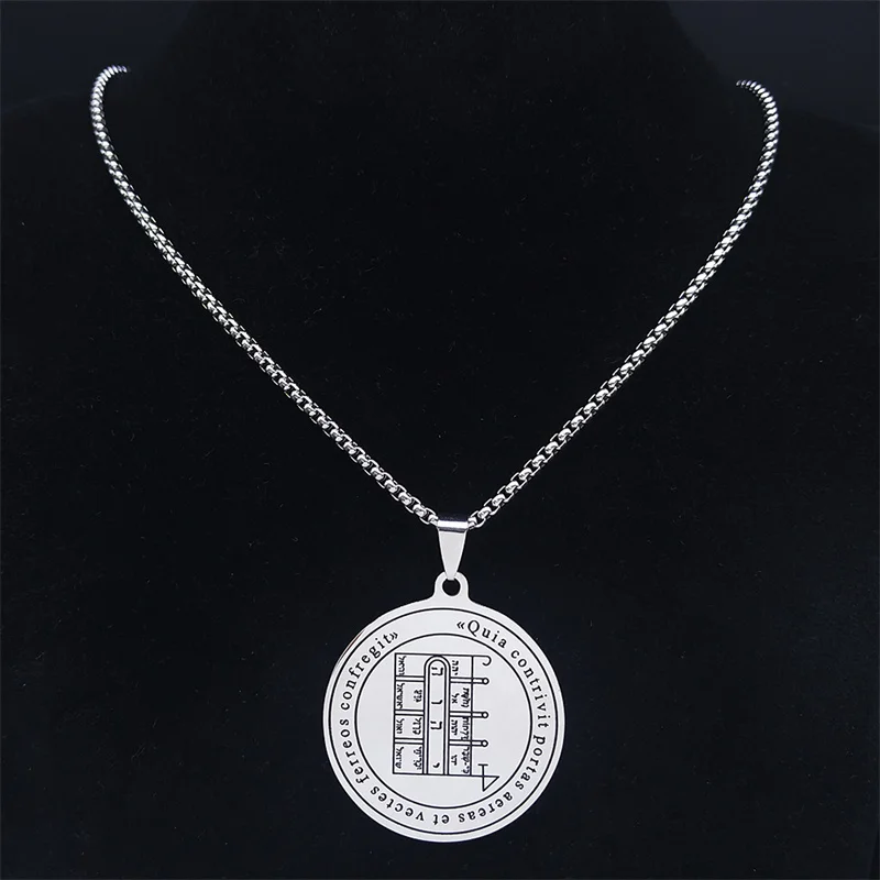 The First Pentacle of the Moon Solomon Occult Pentacle Grimoire Brass Magic Stainless Steel Statement Necklace Jewelry collares - Image 5