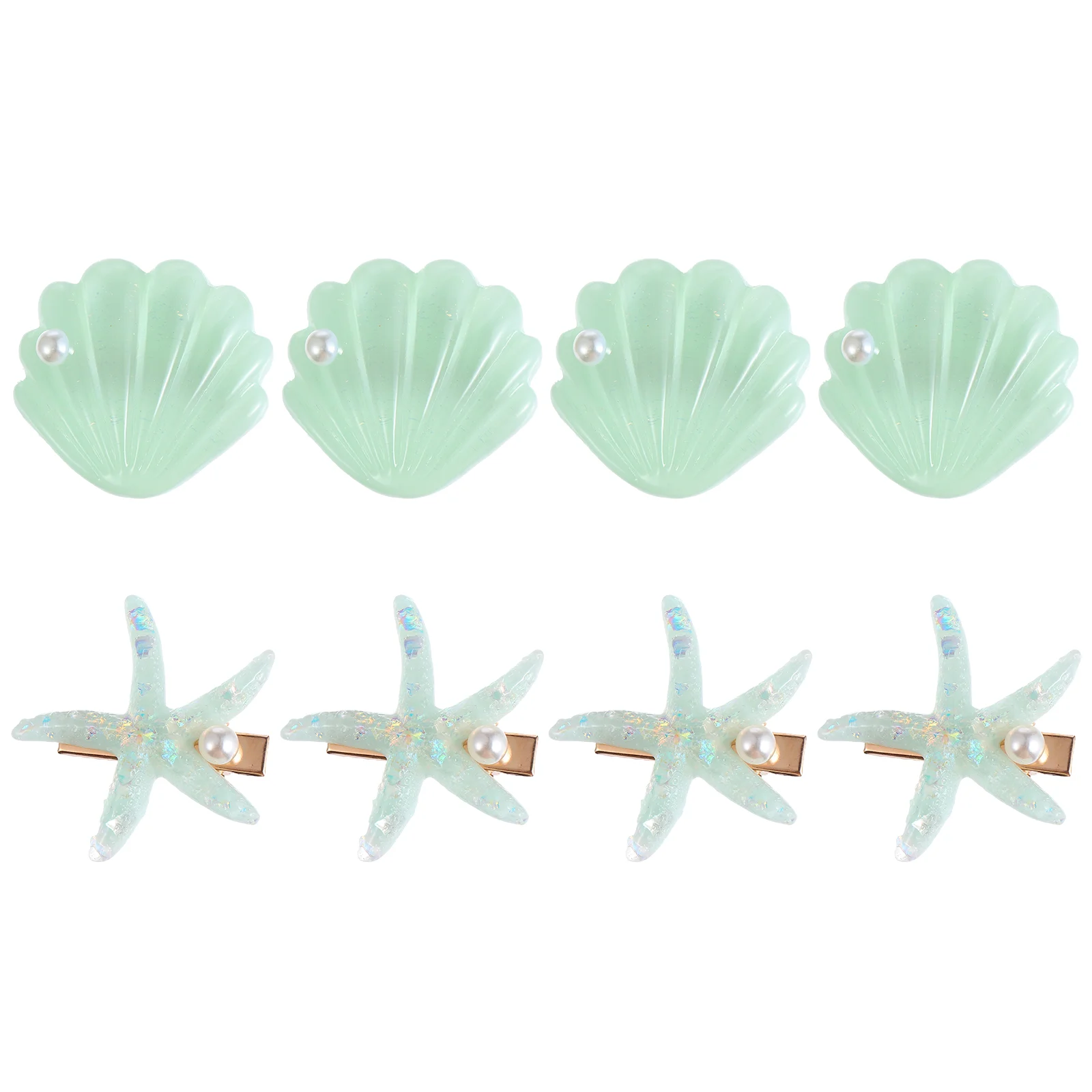 

8 Pcs Bobby Pins for Women Shell Hair Clip Headdress Accessories Ocean Hairpin Green Party Girl