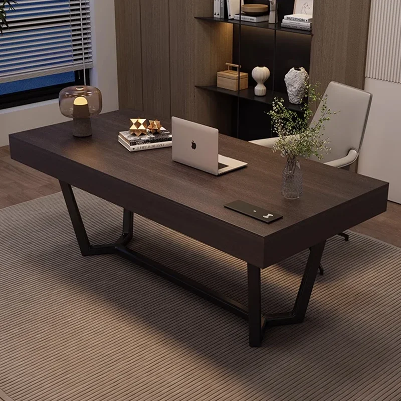 

Designer Wood Luxury Office Desks Modern Home Asthetic Large Writing Desk Standing Organizer Escritorio Office Furniture