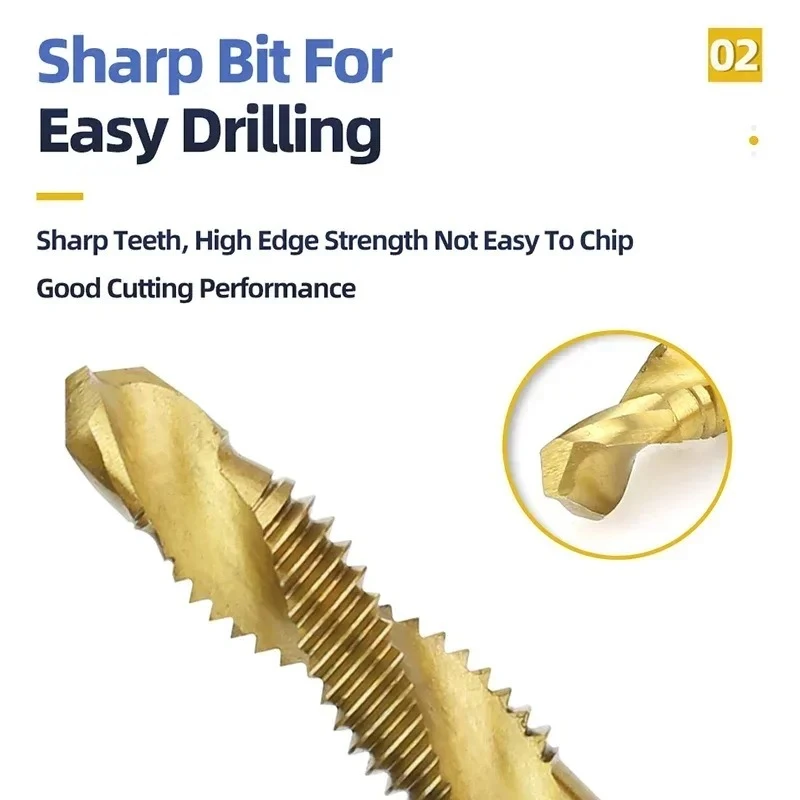 6 stücke Tap Titan Überzogene Sechskantschaft Bohrer Bits HSS Schraube Gewinde Metrische Taping Schraube Maschine Verbindung Werkzeug M3-M10 hand Werkzeuge – Detail 5