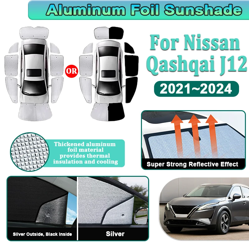 For Nissan Qashqai J12 Accessories 2021 2022 2023 2024 Car Coverage SunShades Window Foil Aluminium Full Visor Sun Heat Shield