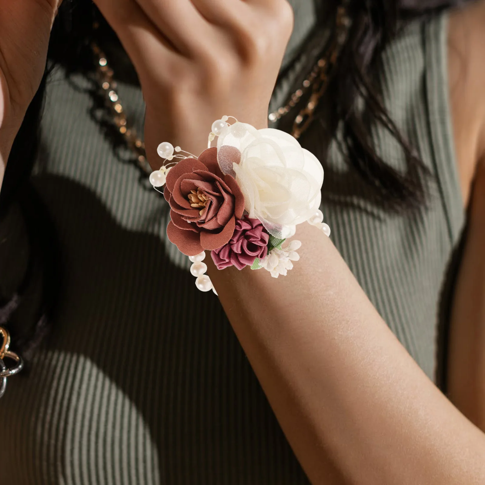 

6 Pcs Wrist Flower Bridal Bridesmaid Korean Wedding Artificial Corsage Corsages Cloth Wristlet