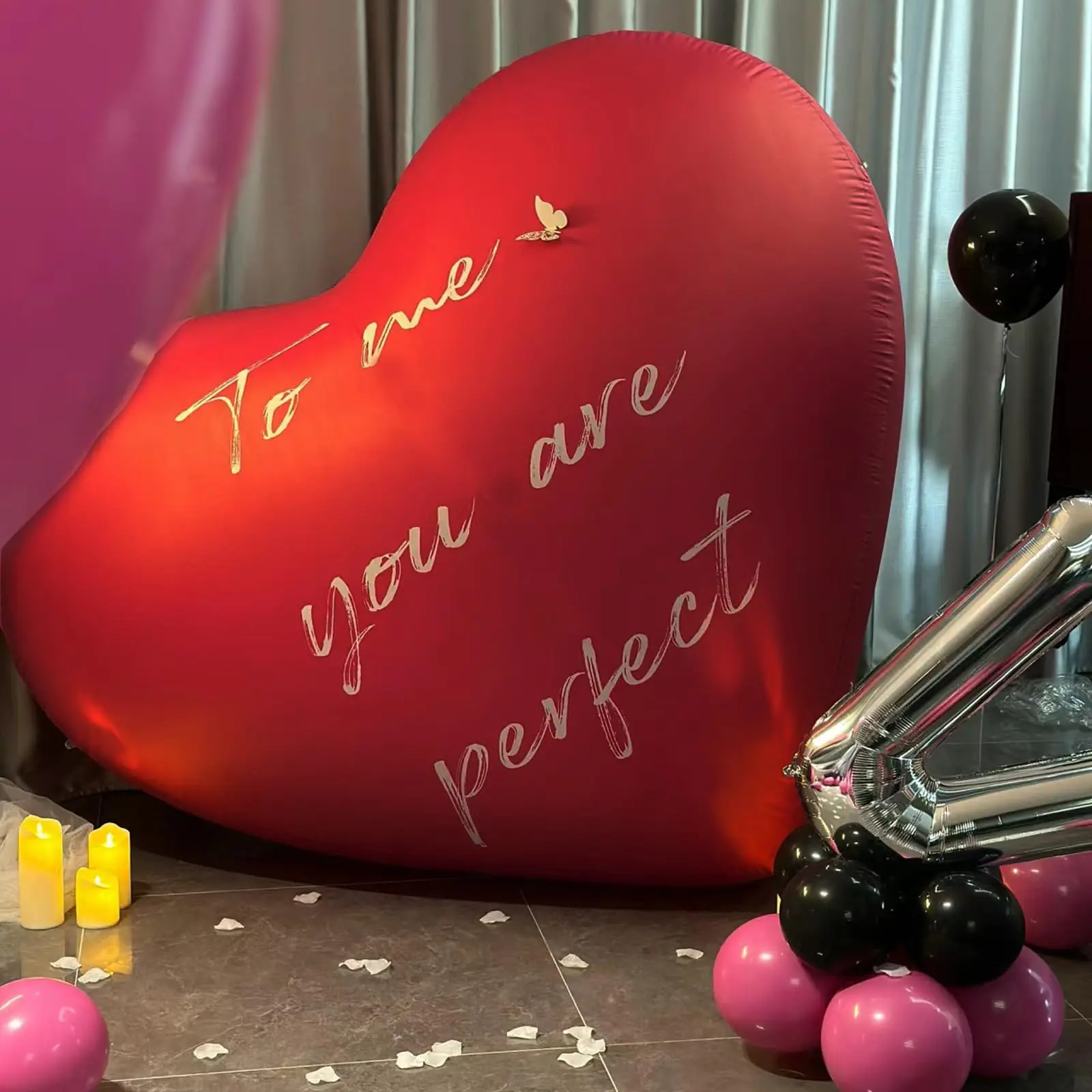63/69 Inch Giant Heart Shaped Balloon Extra Large Heart Shaped Balloon Valentine's Day Wedding Engagement Party Decoration
