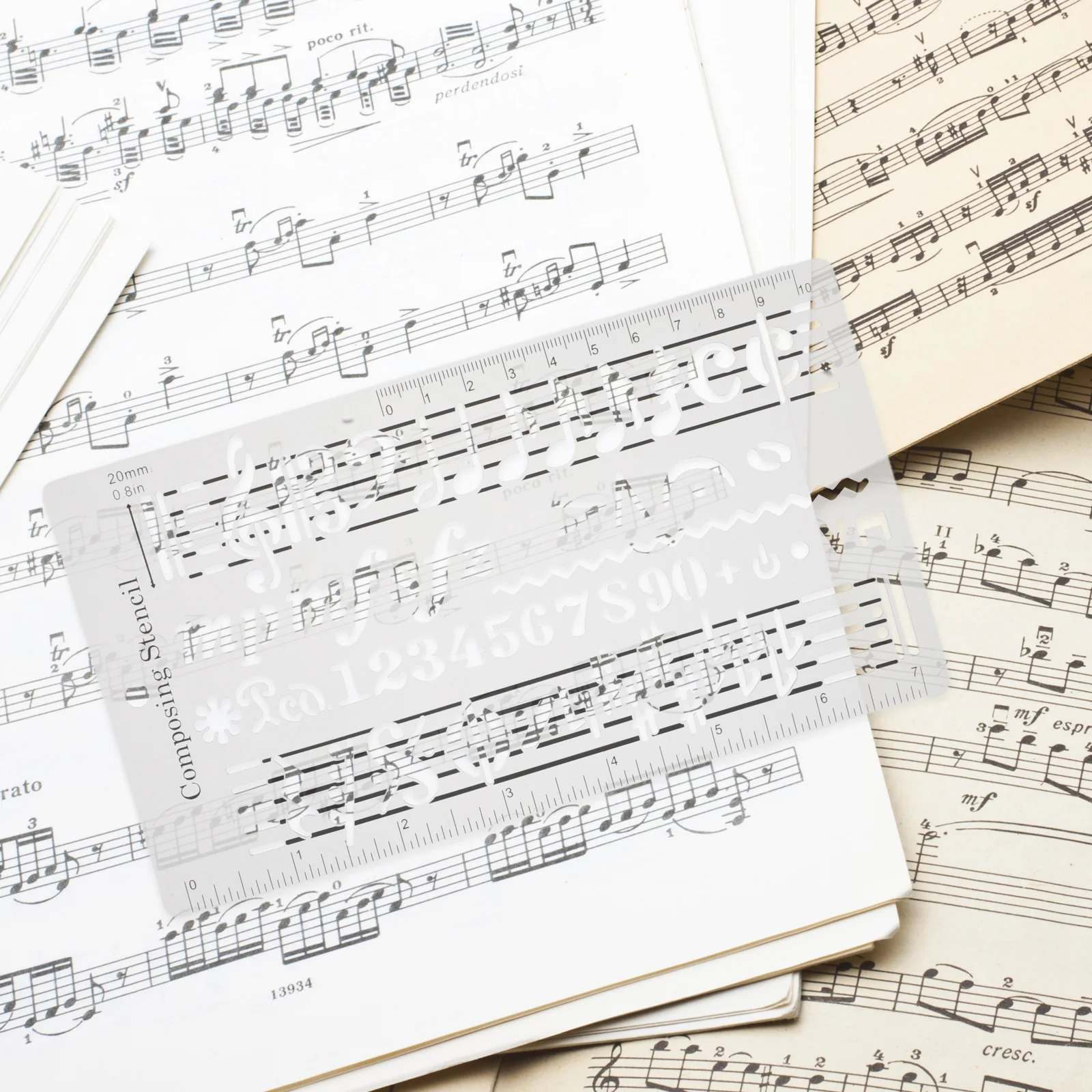 

Music Staff Drawing Ruler Transparent Dual Scale Portable Notation Stencil For Composition Sketching Symbol Drafting Tool