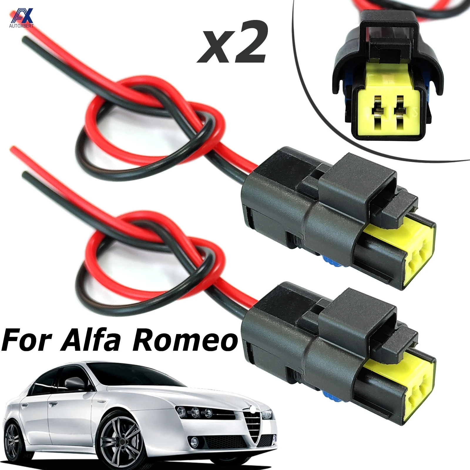 

2x Engine Coolant Water Temperature Sensor Connector Plug Harness Loom Pigtail For Alfa Romeo 147 159 Giulietta GT Mito Spider