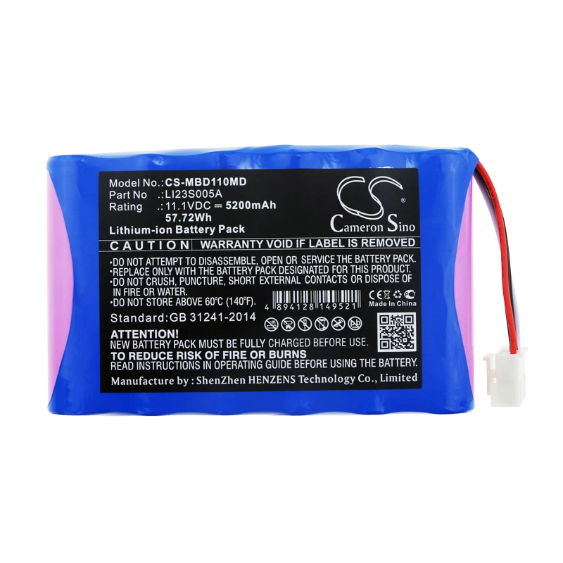 

Li-ion Medical Battery for Mindray,11.1V,5200mAh,Umec10,LI23S005A