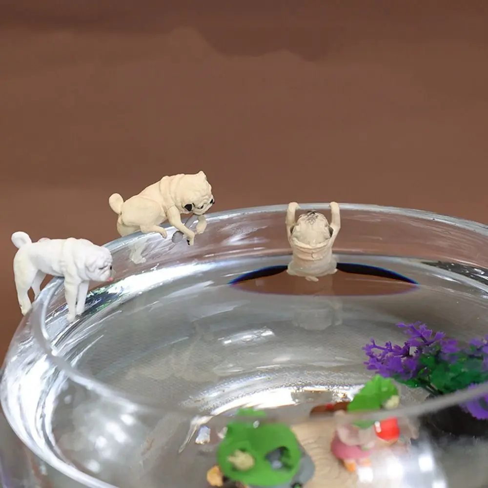 Realistic Fall Resistance Fish Tank Dog Ornament Delicate Small Dog Miniatures Handmade Cartoon Fish Tank