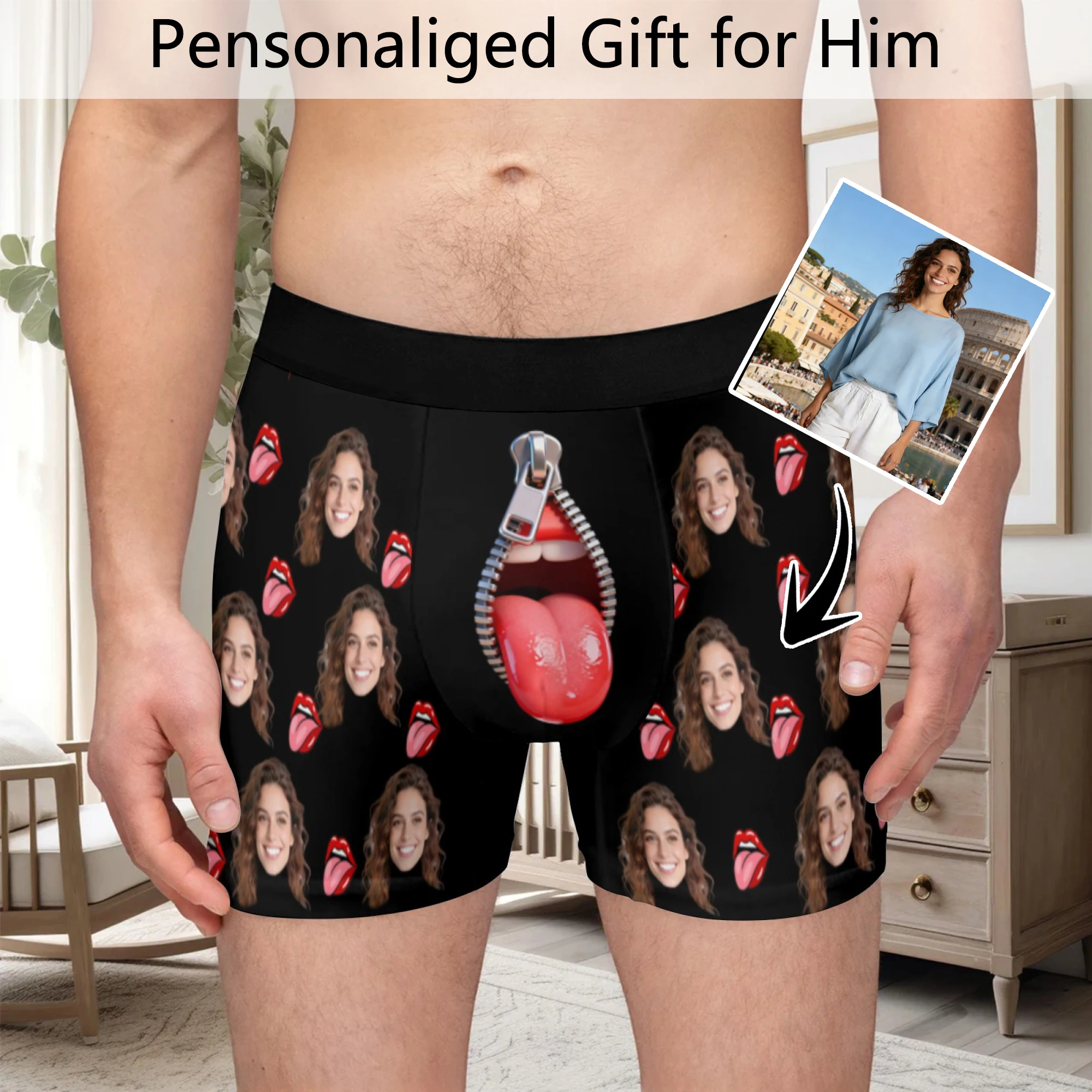 Personalized facial photo customization flat underwear customization men's Valentine's Day gift for husband gift for father
