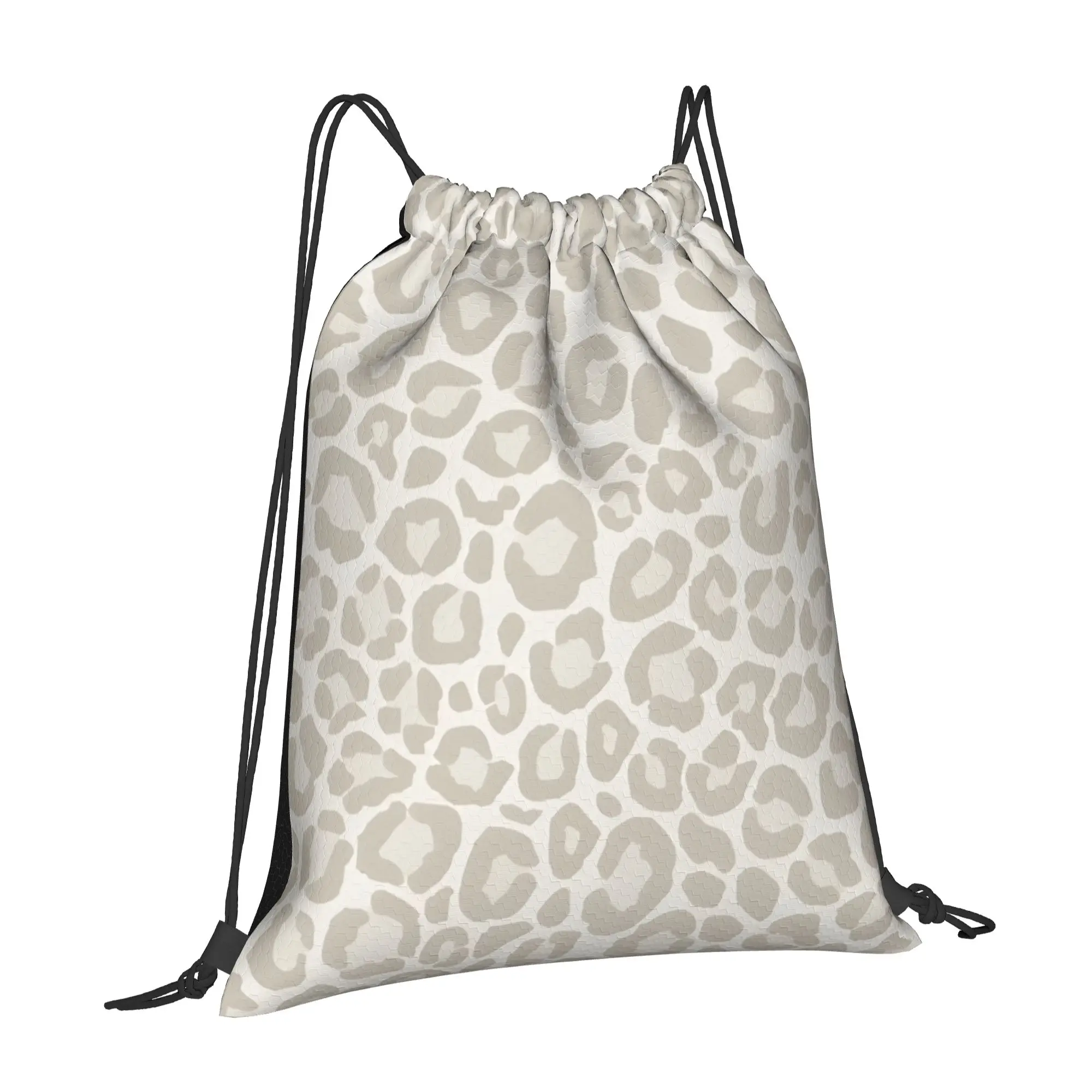 Cream And Beige Palette Leopard Print Multi-function Men Women Storage Backpack Teenager Travel Bag Print Drawstring Bags