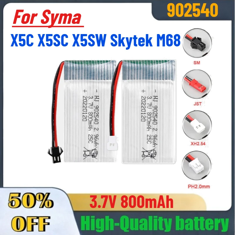 

High-Quality 800mAh 3.7V 902540 25C Lithium Battery for Syma X5C X5SC X5SW Skytek M68 Quadcopter Aeromodelling Drone in Stock