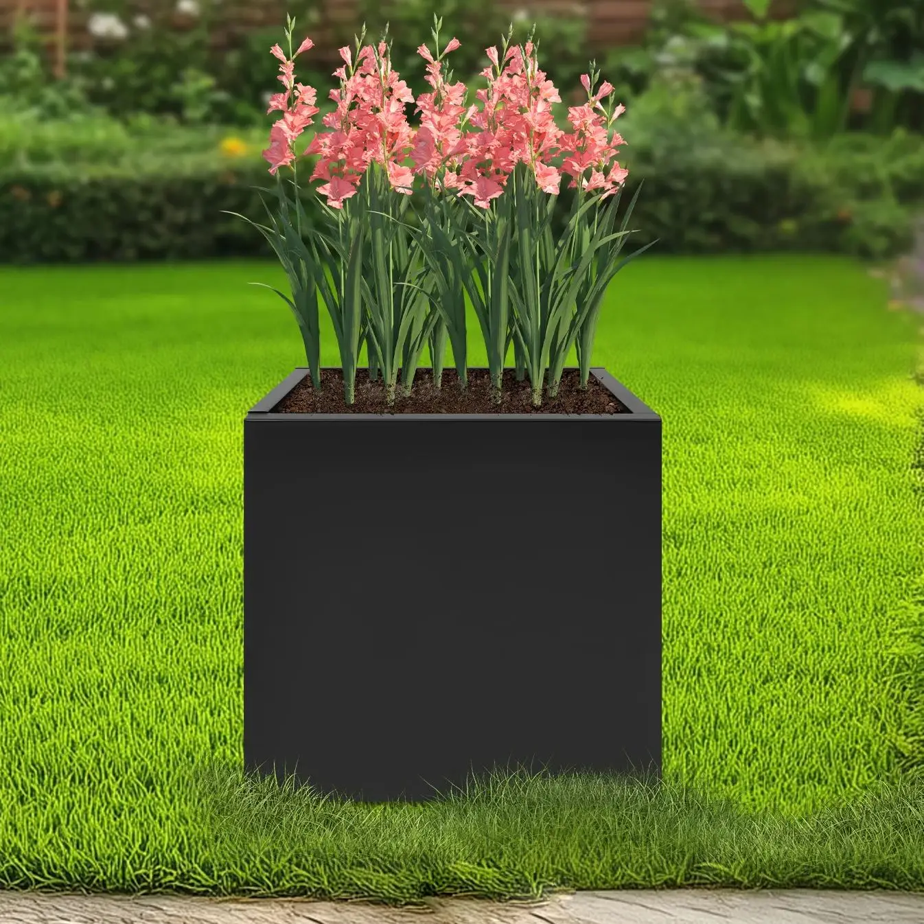 

18x18x20 дюймов металлическая приподнятая садовая кровать для сада, балкона, цветочная коробка, цветочный горшок, уличный горшок для растений и цветов