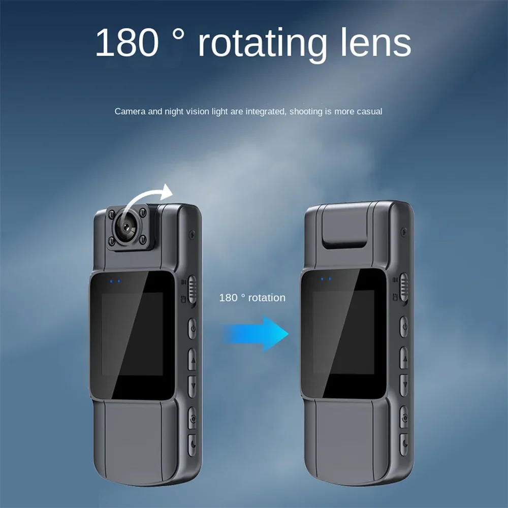 HD4K Pocket Bodycam Wearable Mini Camera With HD IPS Screen 180 Rotatable Len And Back Clip Full HD Police Body Recorder