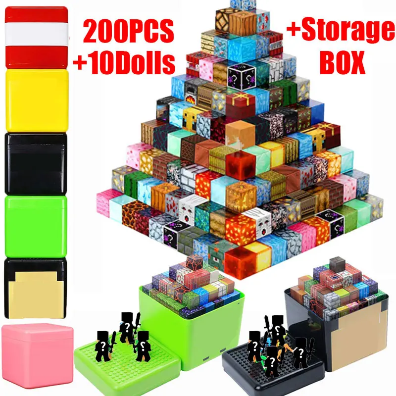 200 pièces blocs de Construction magnétiques avec boîte de rangement ensemble magnétique briques tige Construction bricolage jouets éducatifs pour enfants cadeau d'anniversaire