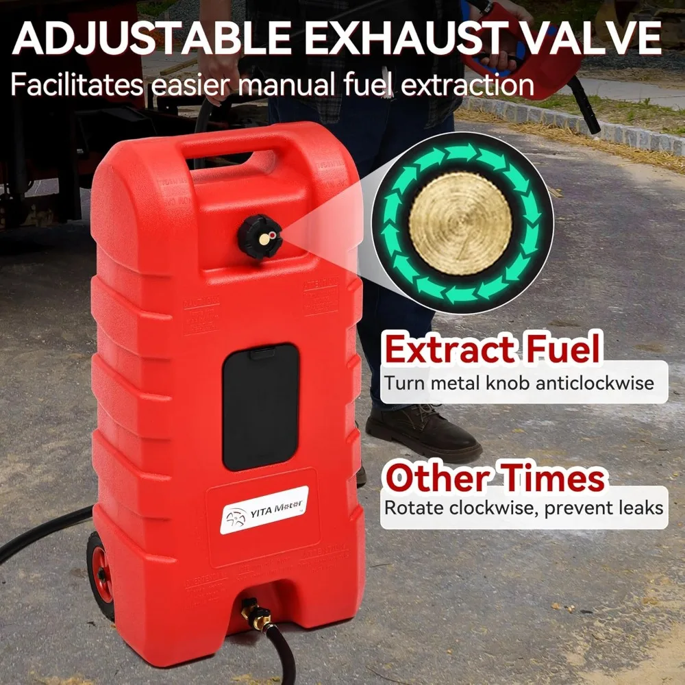 Fuel Caddy 15 Gallon, Fuel Transfer Tank, Portable Gasoline Diesel Fuel Tank with Manual Transfer Nozzle