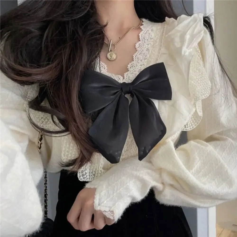 

Модная брошь из сплава из органзы с бантом, булавка, белый женский воротник, цветы, лацкан, цветок, украшение на шею, аксессуары для воротника