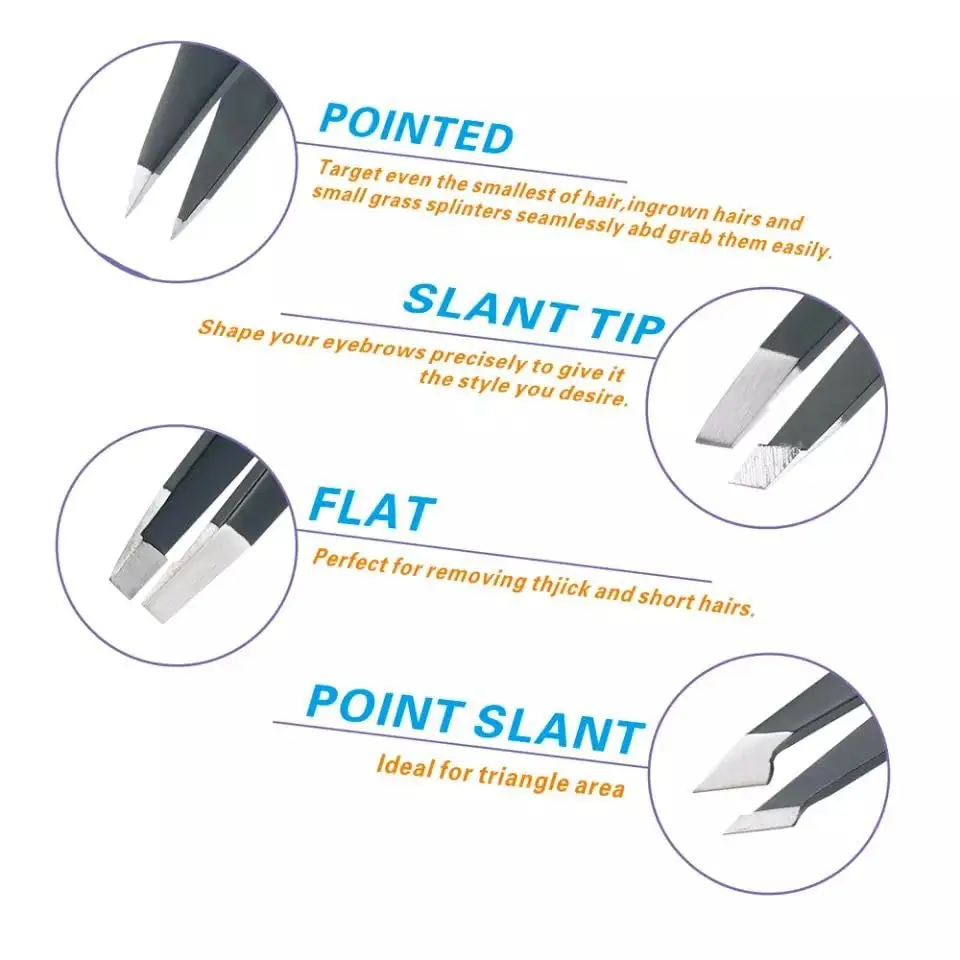 Pęseta do usuwania włosów Pęseta do brwi ze stali nierdzewnej Skośna czarna końcówka Twarz Nieszkodliwy makijaż Narzędzie kosmetyczne Czarny