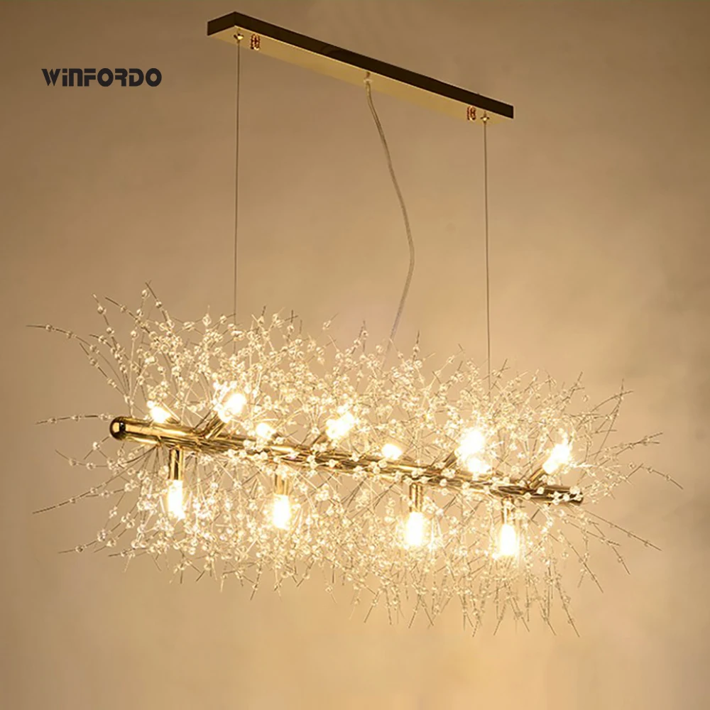 2023 Modern Crystal LED G9 Dandelion Chandelier Lighting Pendant Lamp For Dining Room / Restaurants / Shops Winfordo WF-P92L