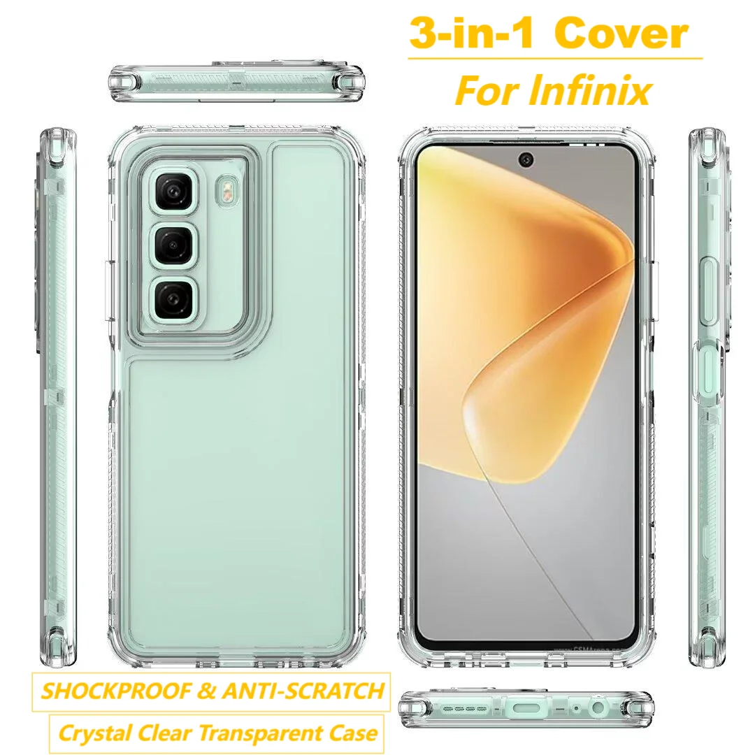 360° Full Body Clear Shockproof Phone Case For Infinix Hot 50 40 GT 20 Pro PC+Acrylic Cover For Infinix Note 40 Pro Plus Zero 40