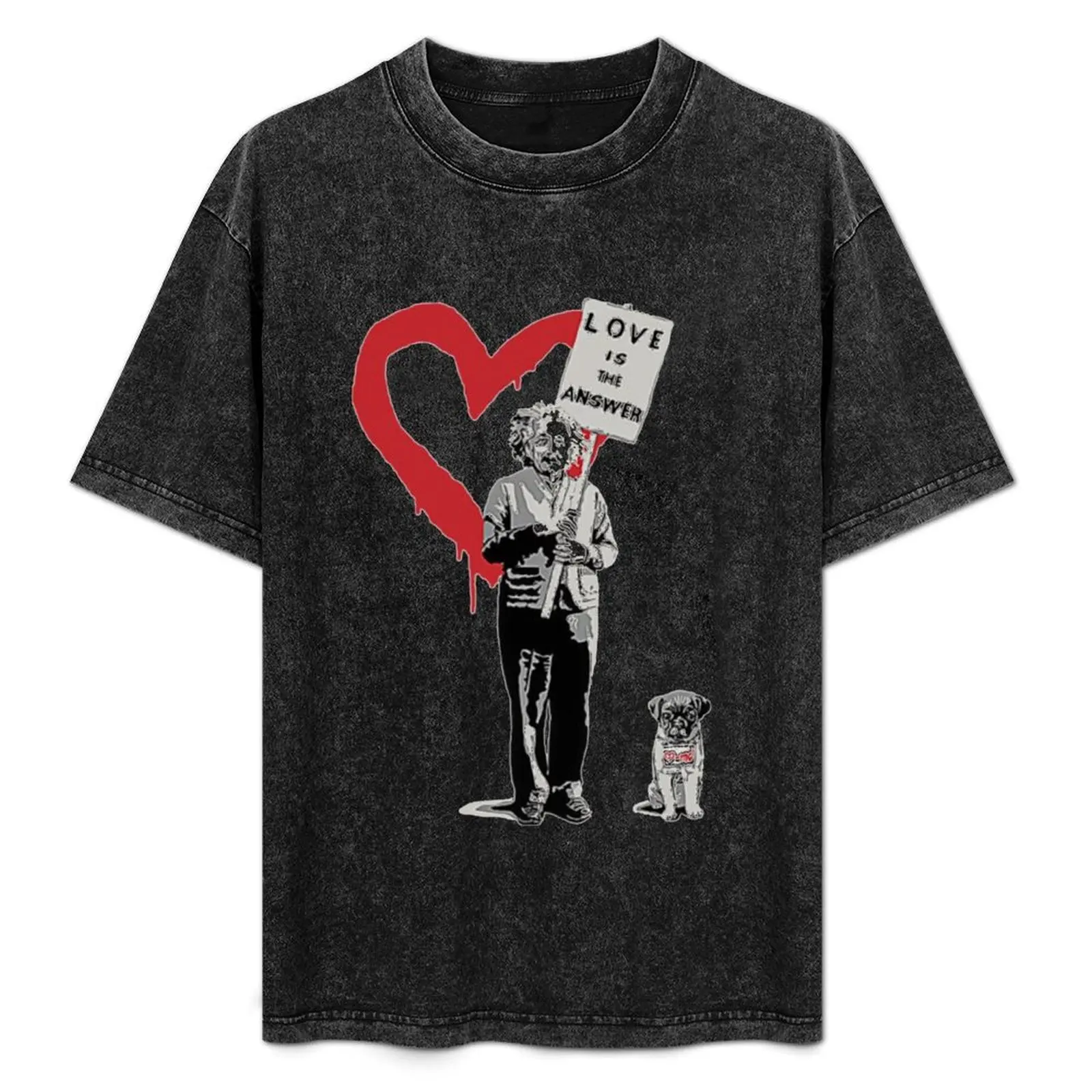 

BANKSY Einstein Love is the Answer T-Shirt graphics cheap stuff t shirt for men