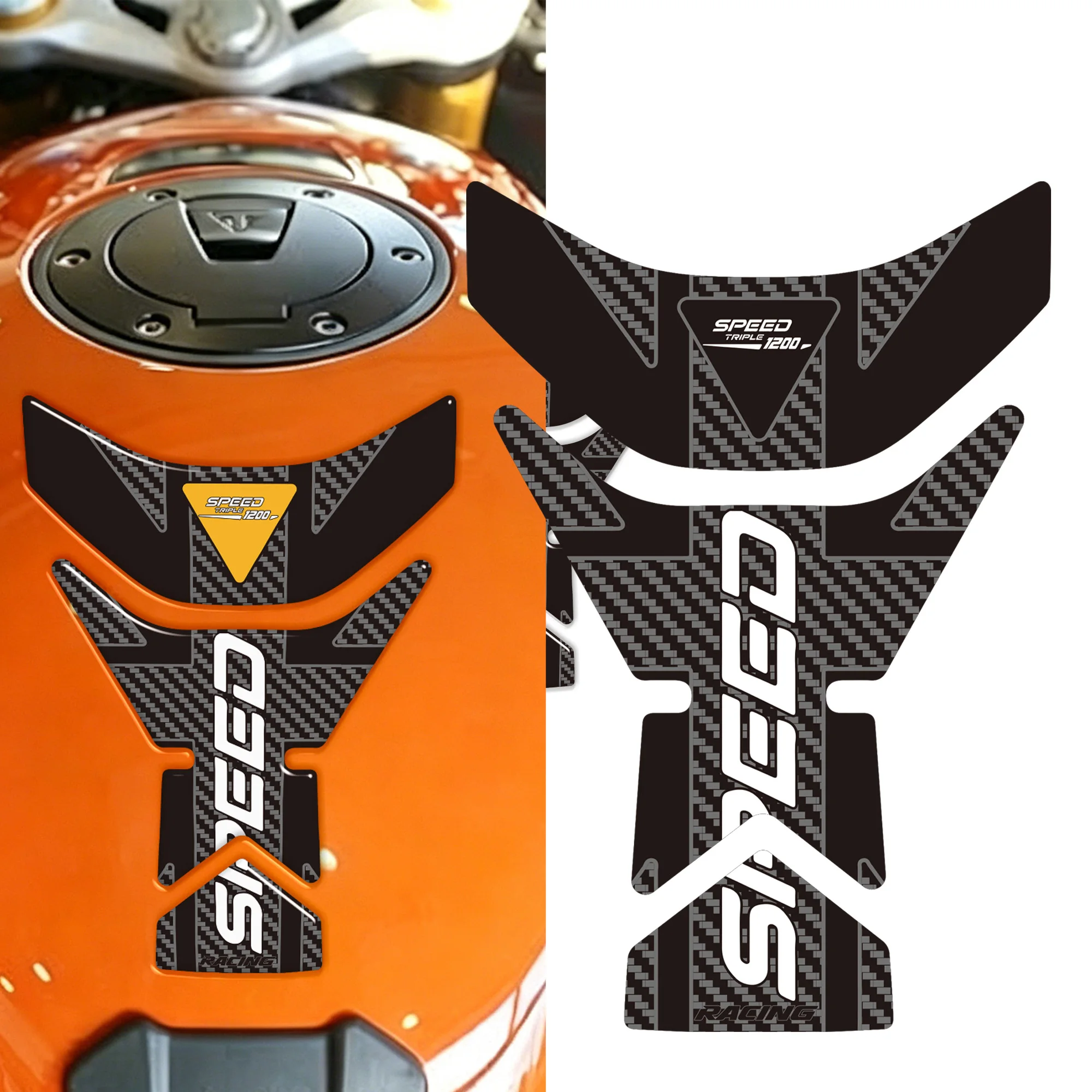 3D Resin Stickers Motorcycle Side Tank Decoration & Protector Compatible with Speed Triple 1200 RR