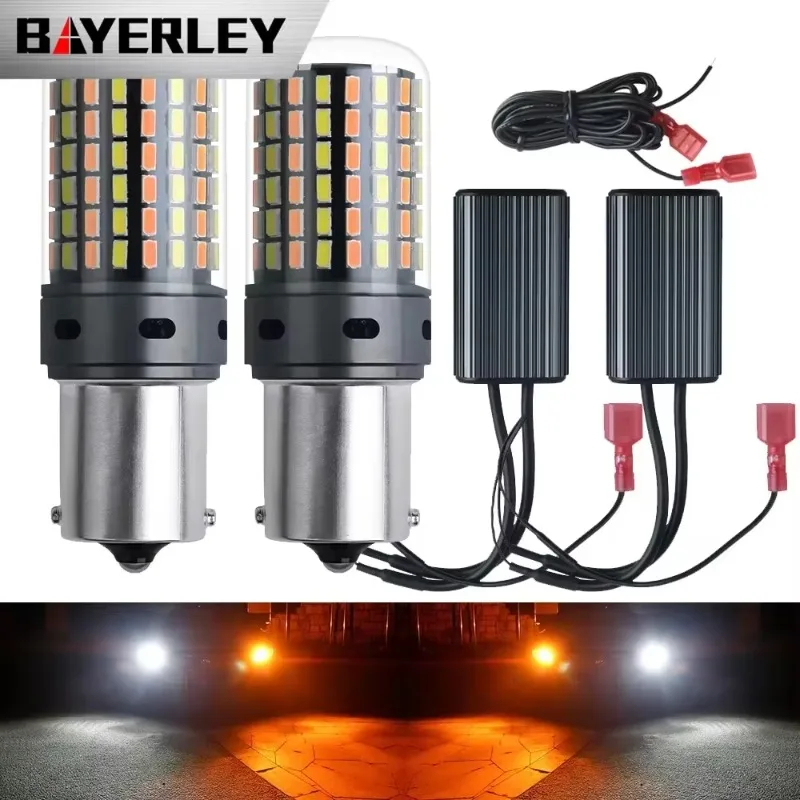 

Светодиод P21W PY21W BA15S BAU15S T20 7440 W21W 3156 3014 120LED Двухрежимные дневные ходовые огни указателя поворота DC12V Canbus DRL