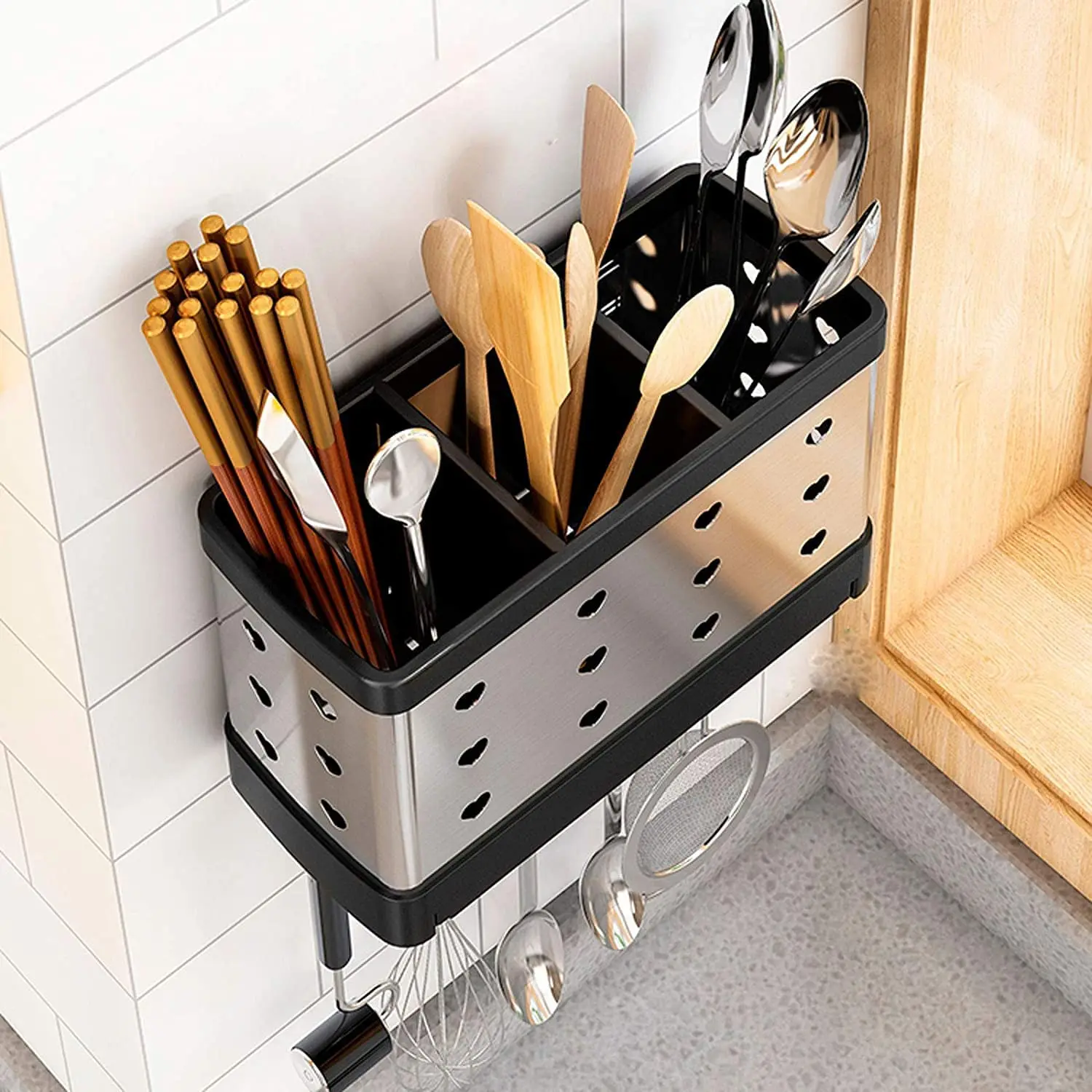 Kitchen Home Storage Shelf, Draining for Fruit, Chopsticks, Knife, Sink Holders Box, Dish Organizer, Tidy Utensils, Towel Racks