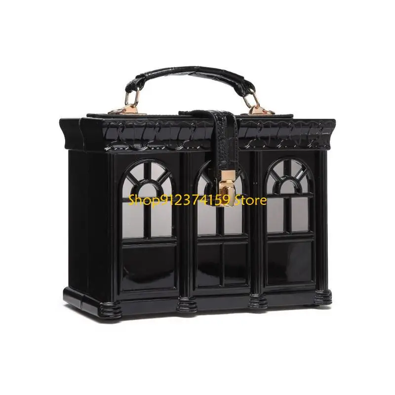 

G5AE Vintage House Акриловая коробка в форме сумки для плеч для женщин путешествовать по крестообразном сумочке