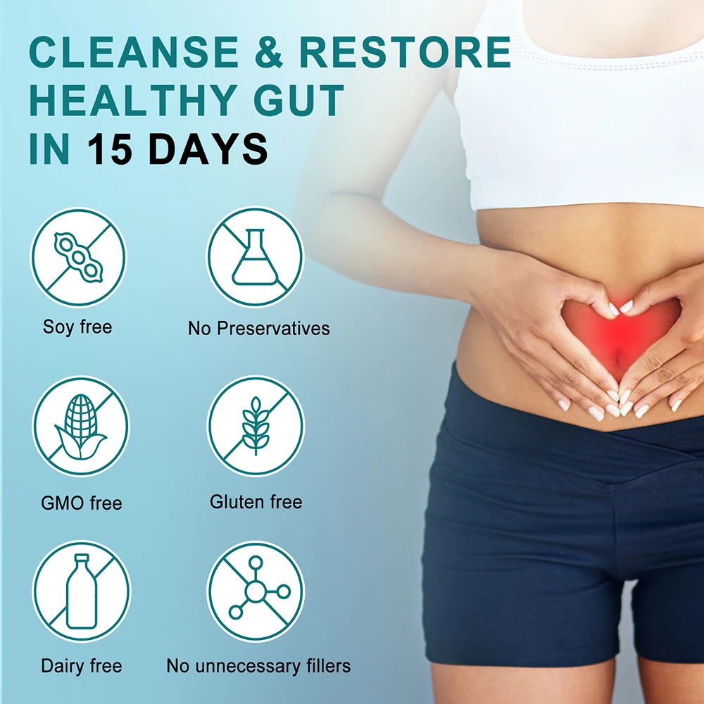 Gut Health Supplement Improve Digestive Comfort 15 Day Cleanse Detox Gut & Colon Support Premium Capsules