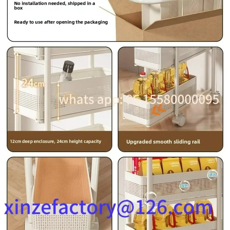 Carro organizador lateral de refrigerador de pie de elfo estrecho multicapa de cocina personalizable, almacenamiento