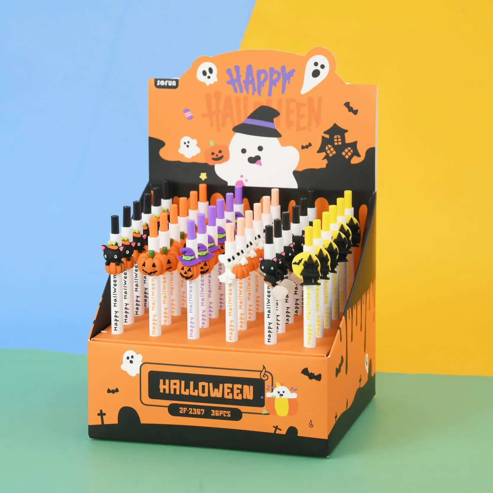 16PCS  Halloween Push Rollerball Pen Pumpkin Silicone Test Pen Student Stationery Shop Black Pen Factory Wholesale