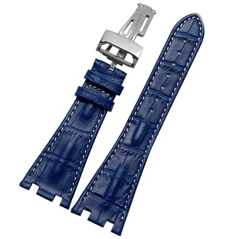 

Crocodile Leather Folding Buckle 28mm Watchband For AP 15703 26470SO Royal Oak Offshore Men Crocodile Sports Watch Strap