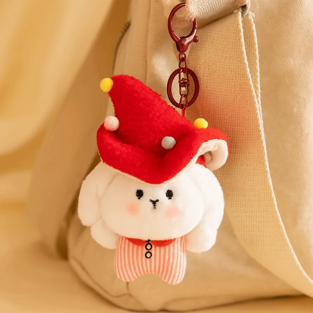 

PP Cotton Mushroom Rabbit Elf Charm Lifelike Collection Mushroom Bag Pendant Cartoon Fluffy Rabbit Elf Keychain Kids Gifts
