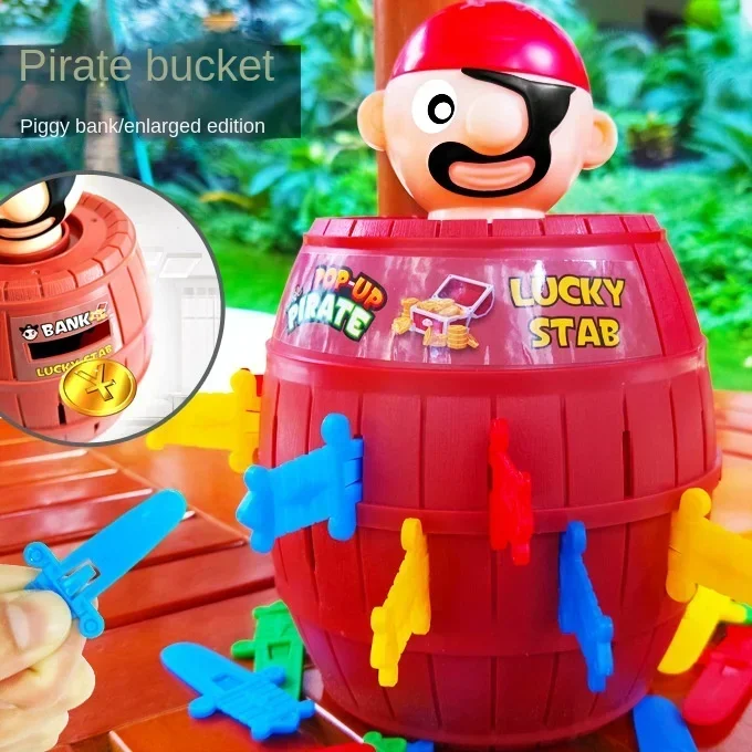 Big Knife Insertion Pirate Bucket Uncle Wooden Bucket Uncle Sword Insertion Creative Trick Table Game Pirates Bring 24 Swords