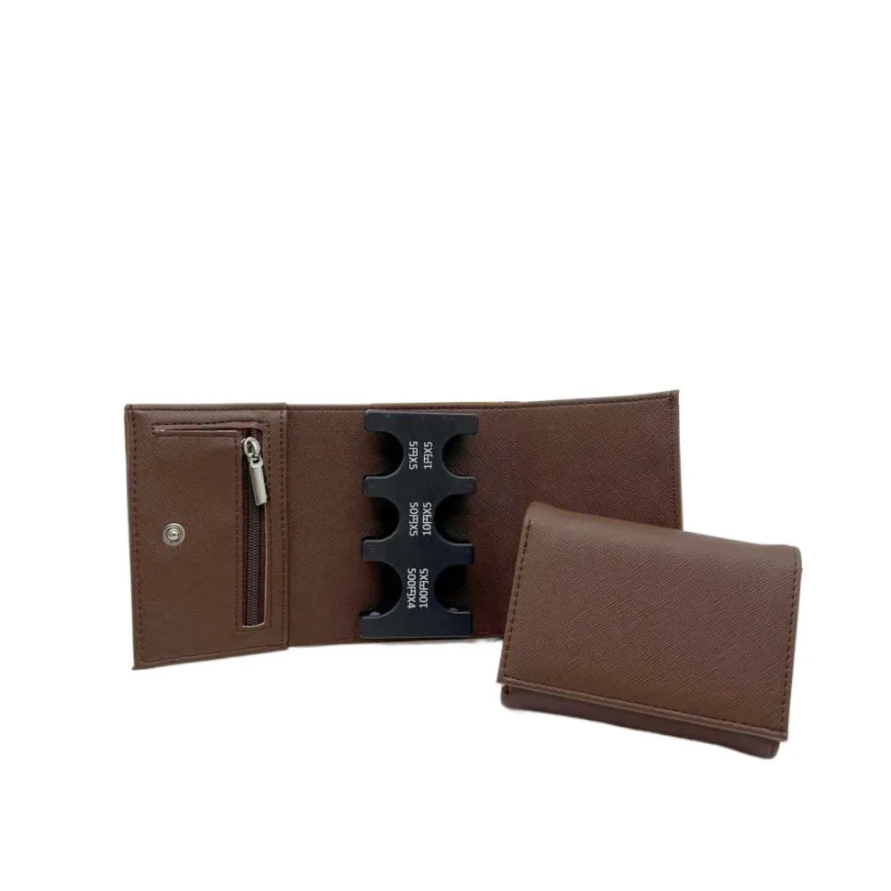 

Portable Tri-fold Coin Purse with Buckle Zipper Bag 2-In-1 Coin Clip Organizer Wear-resistant Multi-functional