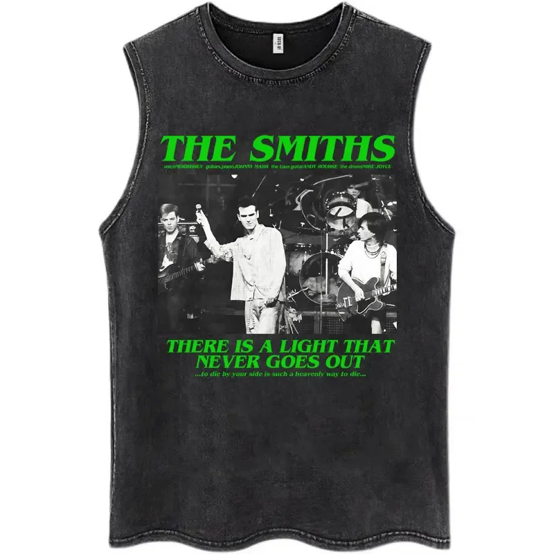

Washed Rock Band The Smiths Washed Tank Tops Мужские модные винтажные готические футболки без рукавов в стиле хип-хоп Негабаритные хлопковые повседневные жилеты
