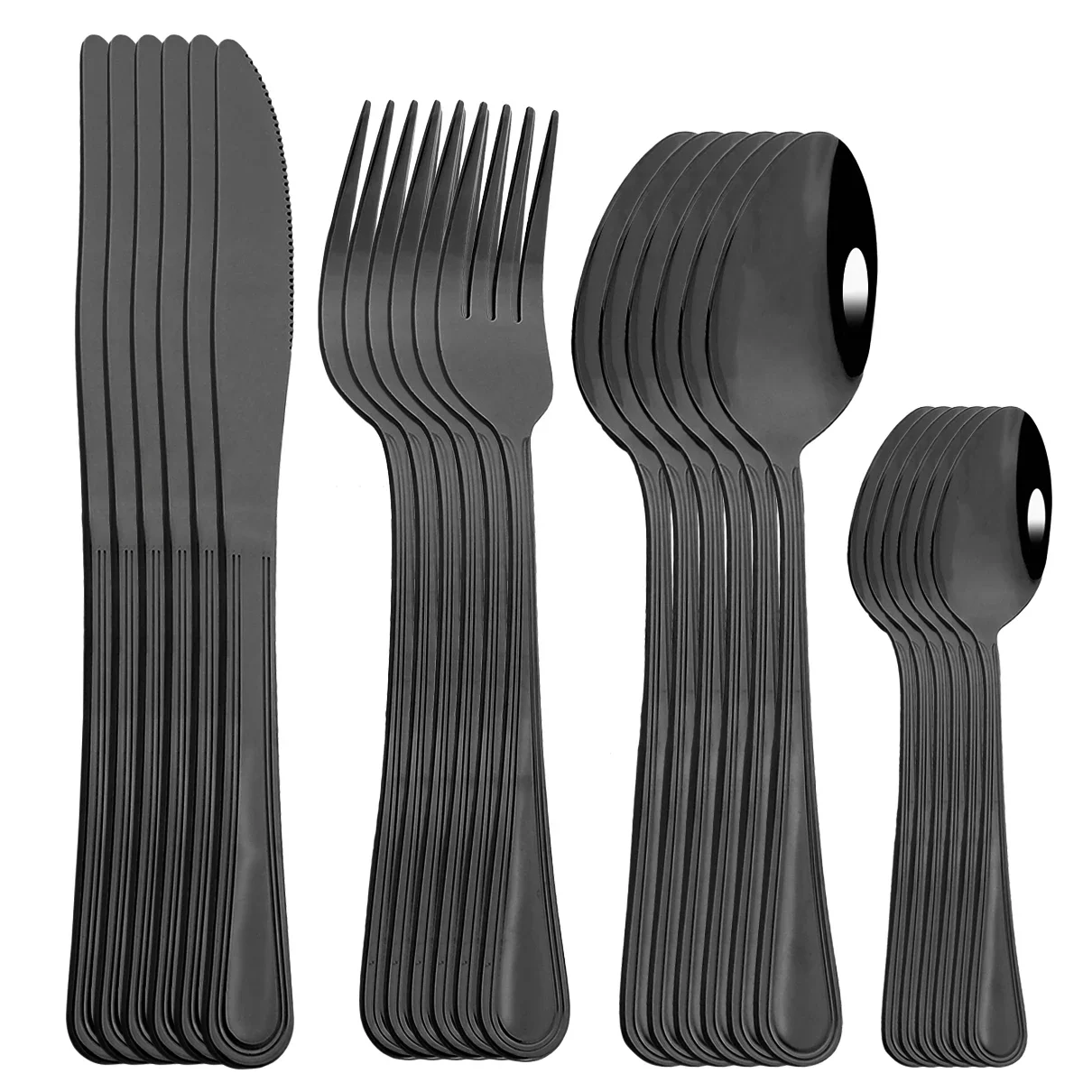 

24pcs Cutlery Set Stainless Steel Dinnerware Set Knife Fork Spoon Tableware Flatware Suitable for Home Kitchen Restaurant Use