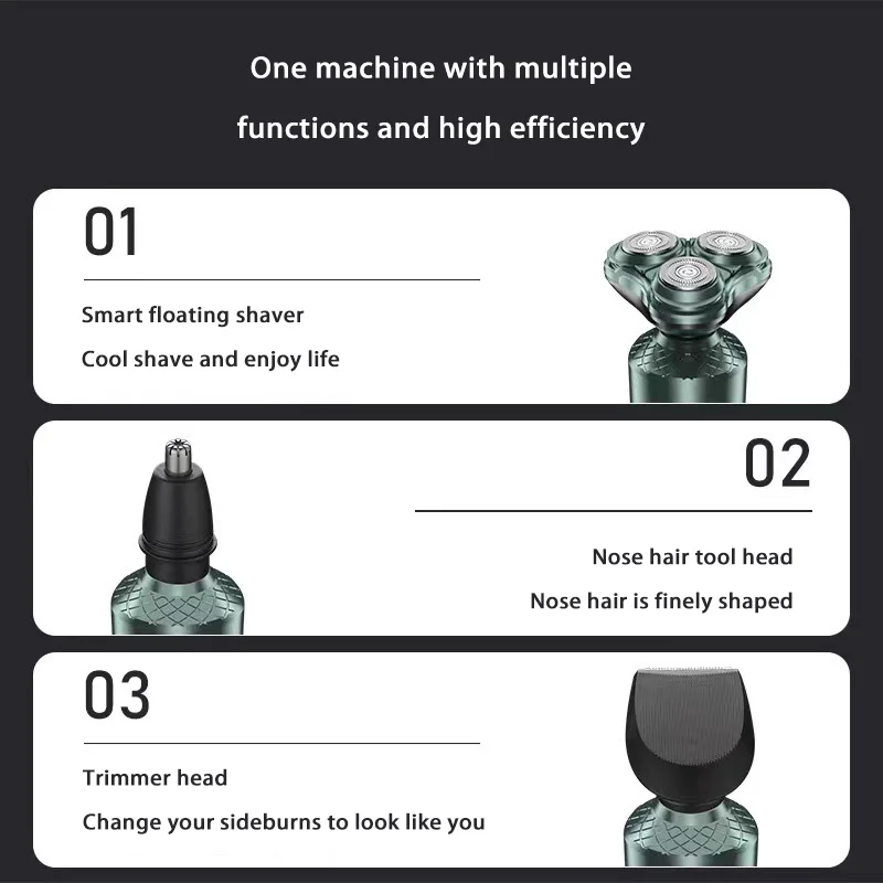 Xiaomi MIJIA 3-in-1 Electric Shaver Multi functional Waterproof Men\'s Smart Trimmer Razor Type-C Charging Rotary Machine Shaving