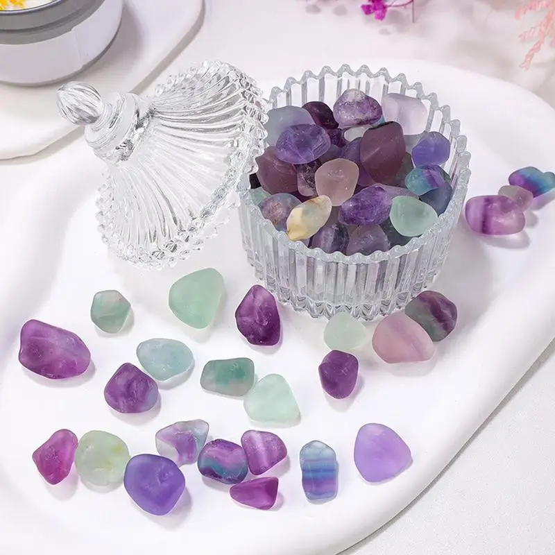 100g Natural Crystal Rainbow Fluorite Gravel Healing Stone Colorful Crystal Quartzs Tumble Stone Fish Tank Swimming Pool Decor