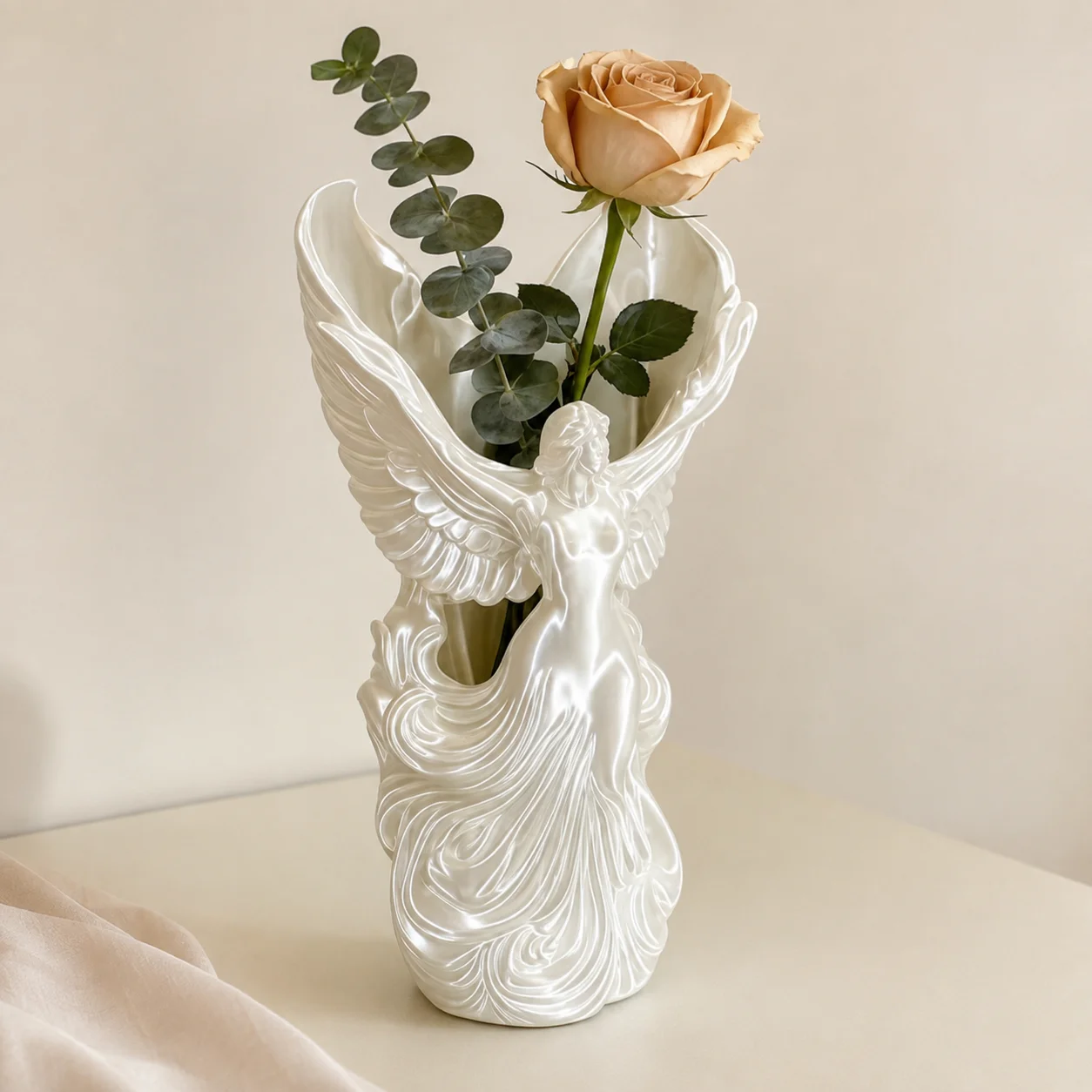 3D Printed Angel Wings Pen Holder Sculpture Creative Desktop Decor Art Ornament Gift Decoration