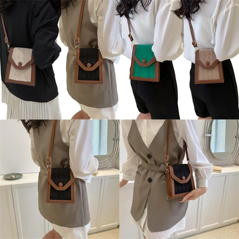 E74B Fashionable Crossbody Bag for Women Girls Vintage Designer Handbag with Textured Material Suitable for Carrying Phones