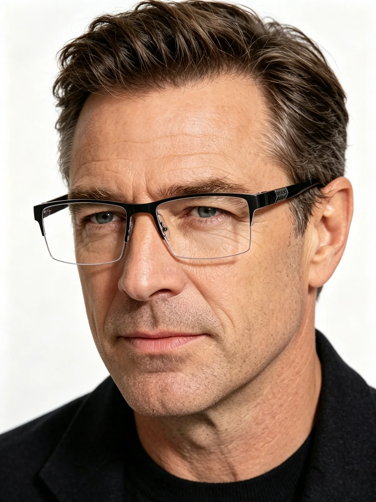Men's Half Rim Anti Blue Light Reading Glasses Ultra Light Business Presbyopia Eyeglasses for Office Reading Daily Use
