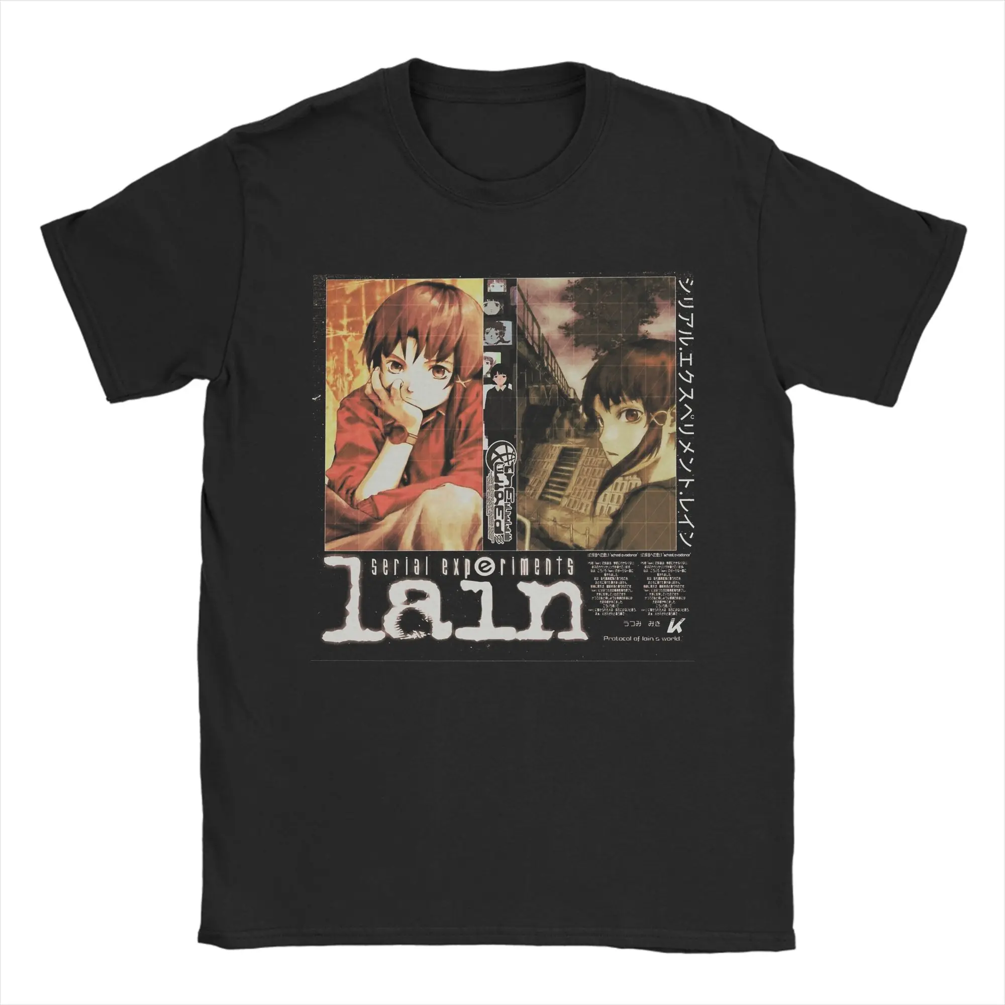Serial Experiments Lain Men Women T Shirt 80s 90s Sci Fi Anime Casual Tees Short Sleeve T-Shirts 100% Cotton Plus Size Clothing