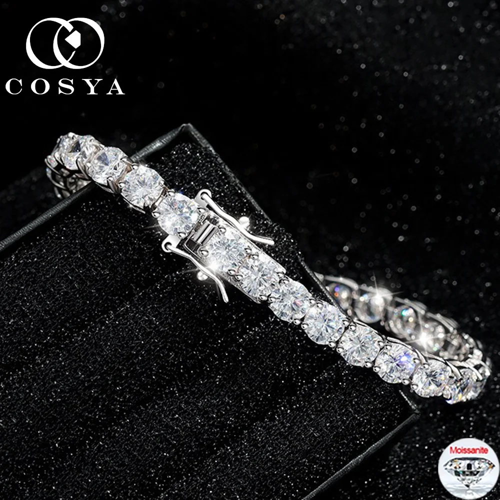 

COSYA Real D Color 2.5-6mm Moissanite Tennis Bracelet S925 Silver 18K Gold VVS1 Pass Diamond Test Bracelet Jewelry For Women Man