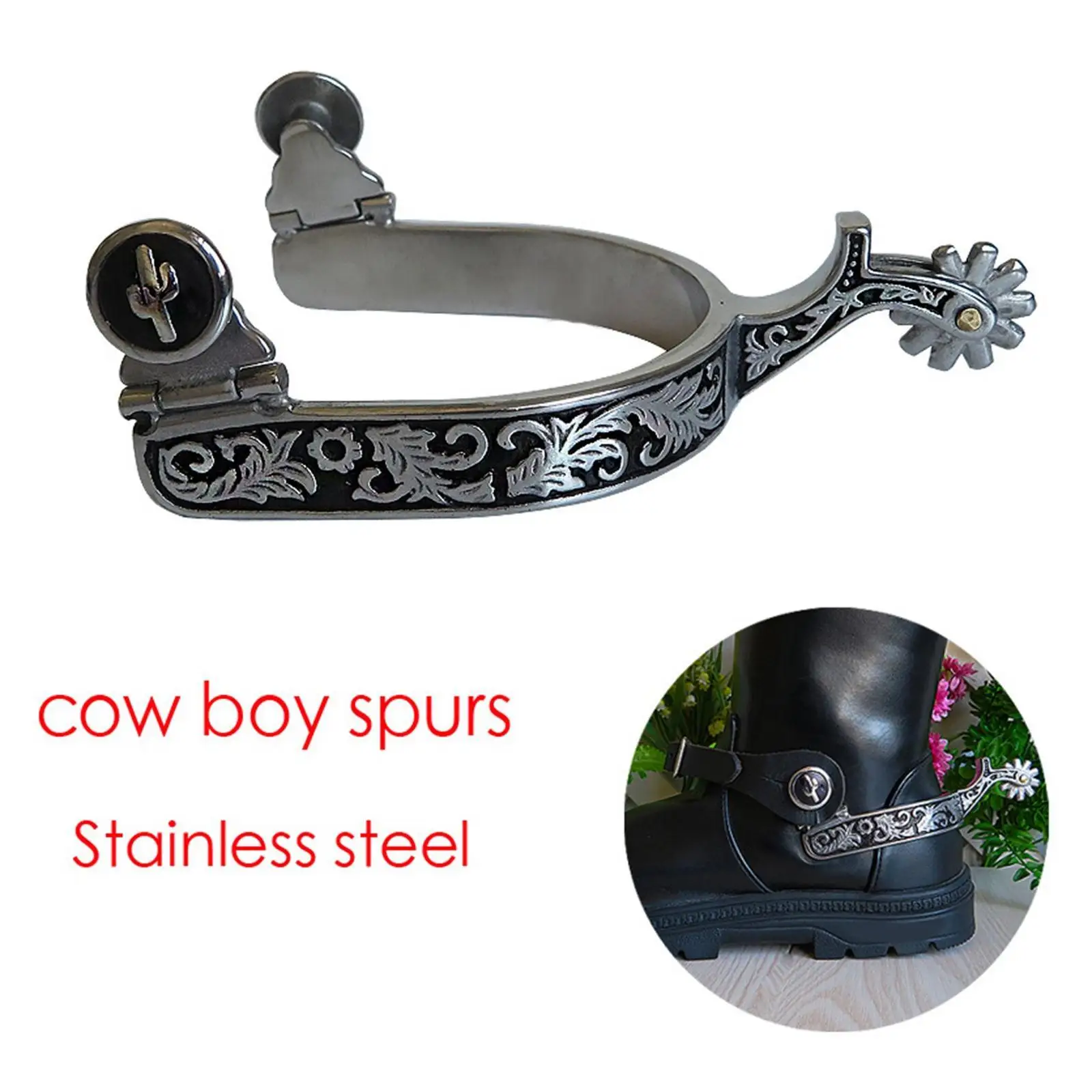 2pcs Stainless Steel Horse Spurs Anti Rust wrap around Western Style Spur for Equestrian Competition Equipments