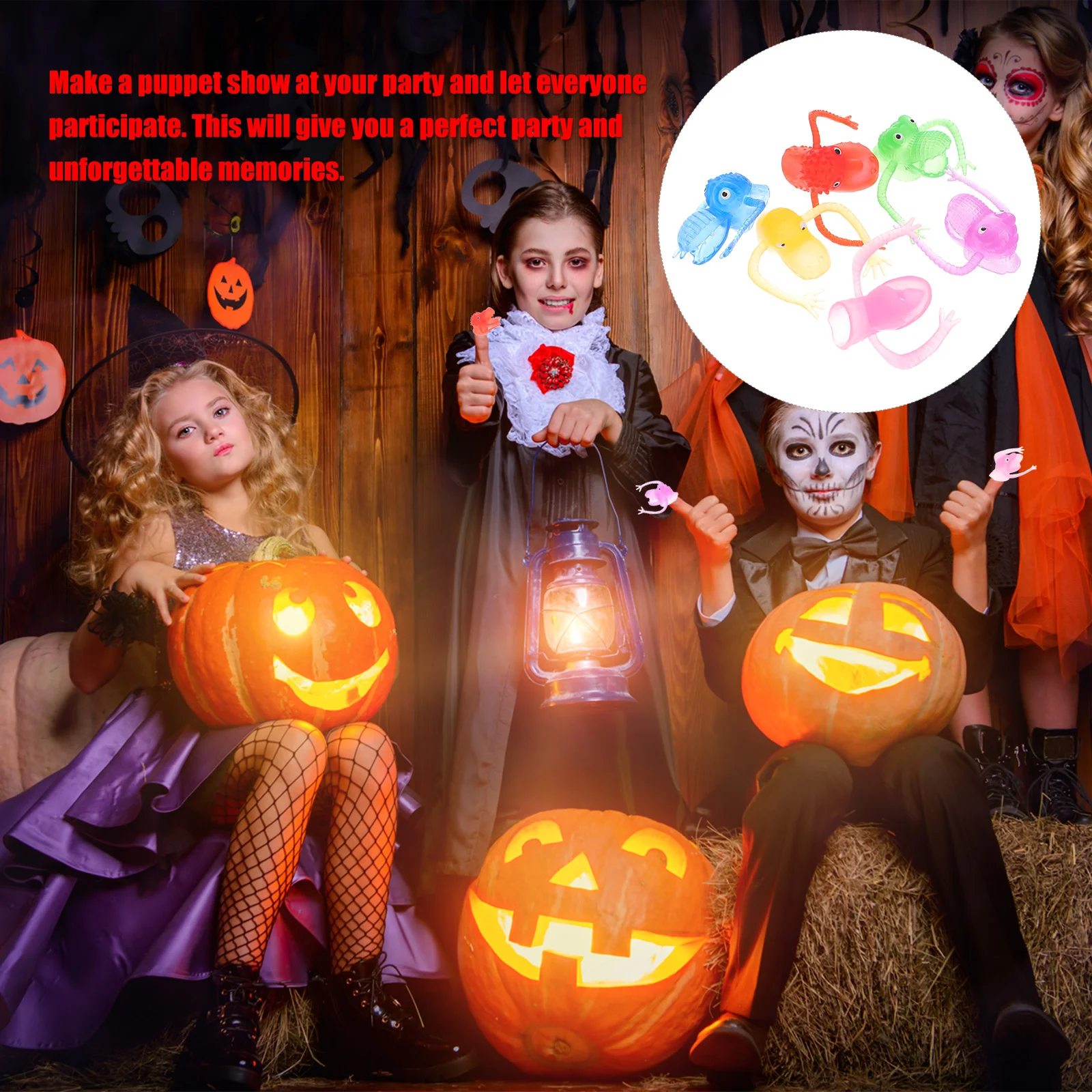 10 pezzi di burattini da dito per Halloween, cestini, bomboniere, giocattoli divertenti, mano per cesto per bambini