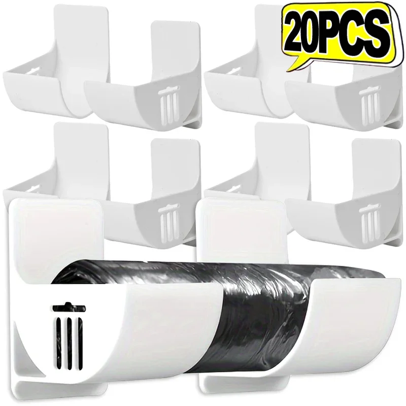 2-20x Plastikowy uchwyt na rolkę worka na odpady Dozownik Wanna kuchenna Naścienny stojak do przechowywania Bez wiercenia Szafka Boczna lodówka Hak do przechowywania