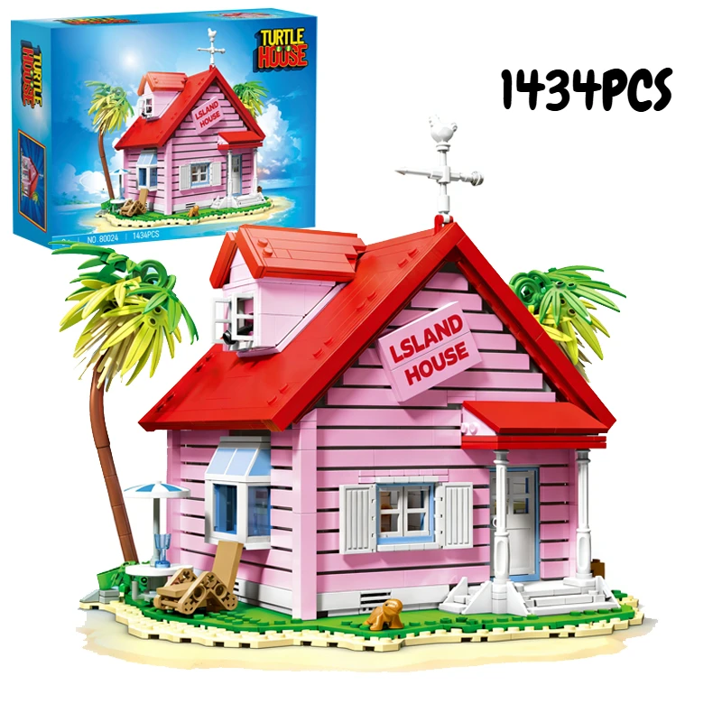 

1434 шт., аниме-мастер Роши Каме, черепаха, дом, строительные блоки, архитектура, строительные кирпичи, игрушка в подарок для детей и взрослых