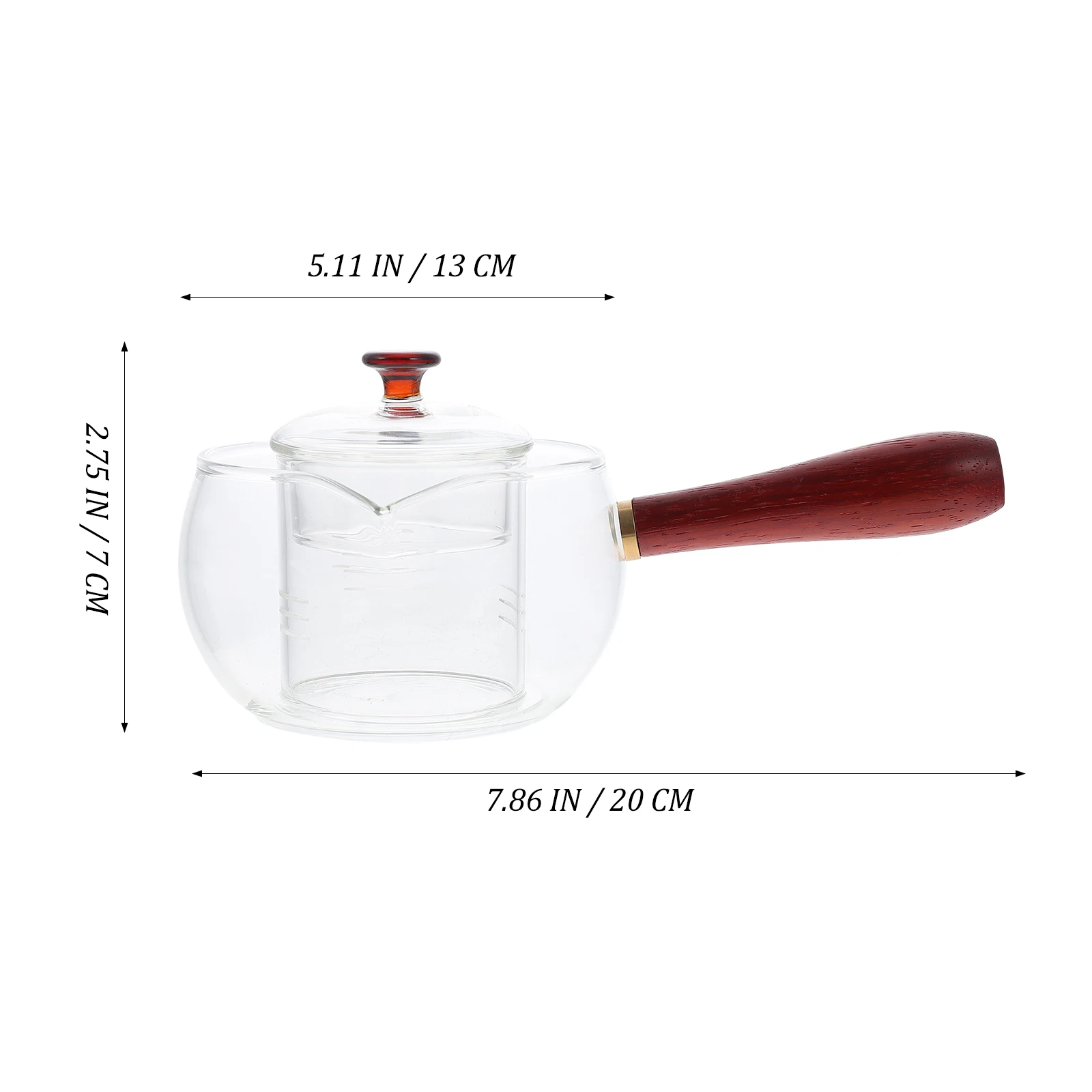 

Sturdy Mini Glass Teapot Heat Resistant Thickened Maker Inner Filter Wood Handle For Home Office Hotel Restaurant Use