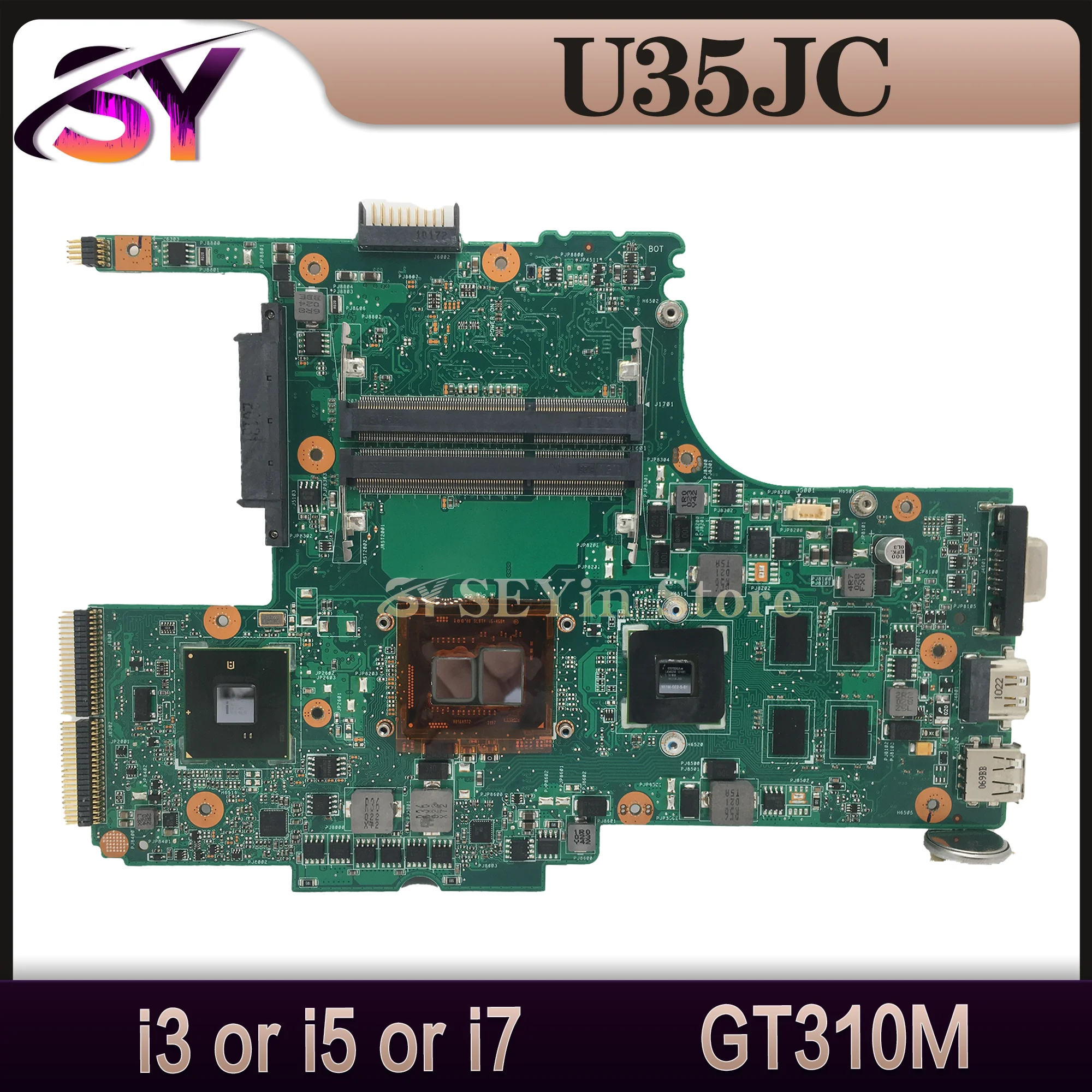 U35JC Mainboard REV2.0 For ASUS U35J U35JC Laptop Motherboard With i3 i5 i7 CPU GPU: GT310M