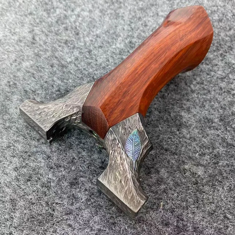 Titanium alloy wooden handle engraved dragon tooth feel king outdoor toy